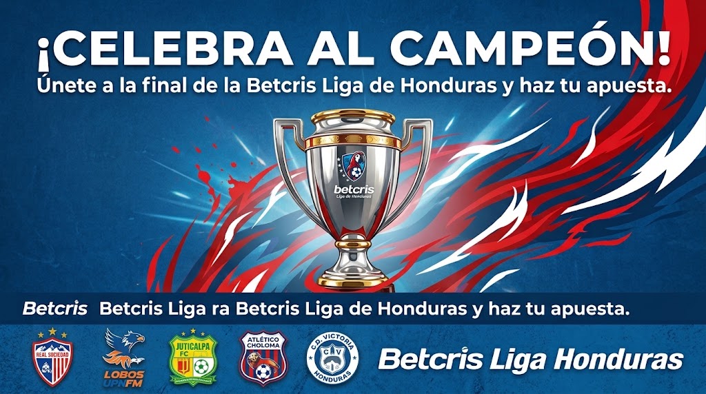 Copa de la Betcris Liga de Honduras con escudos de clubes en un fondo azul
